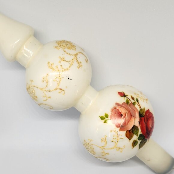 Vintage German Blown Glass Tree Topper Rose Motif - Picture 7 of 10